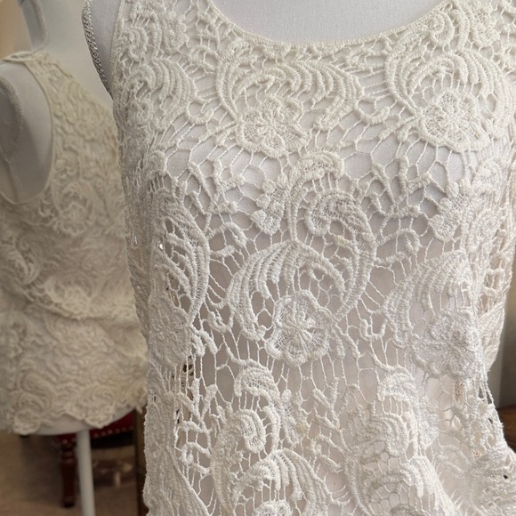 Adiva Crochet Lace Tank Top - Cream - Picture 2 of 8